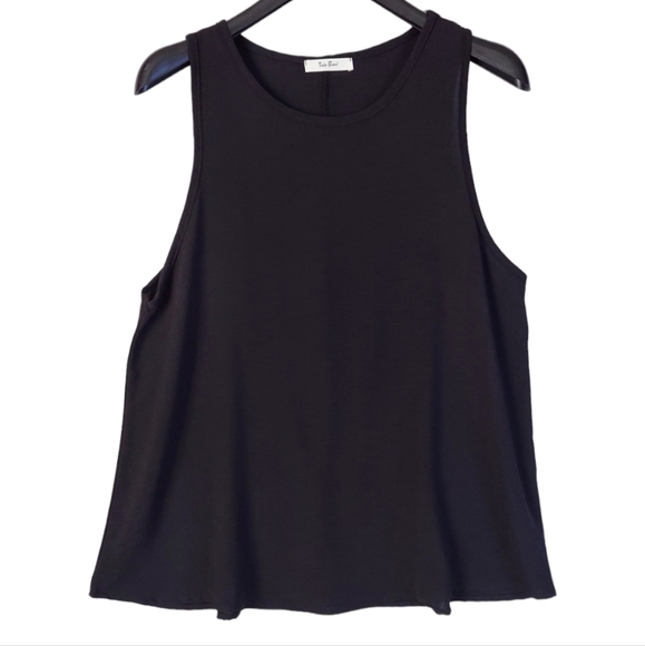 Tres Bien Womens Linen Tank Top Size XL Black Round Neck Sleeveless Pullover New - Picture 1 of 10